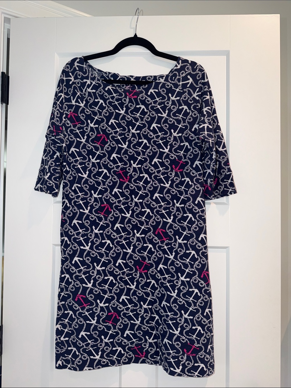 Lilly Pulitzer Navy Rope & Anchor Shift Dress with Pink Accents